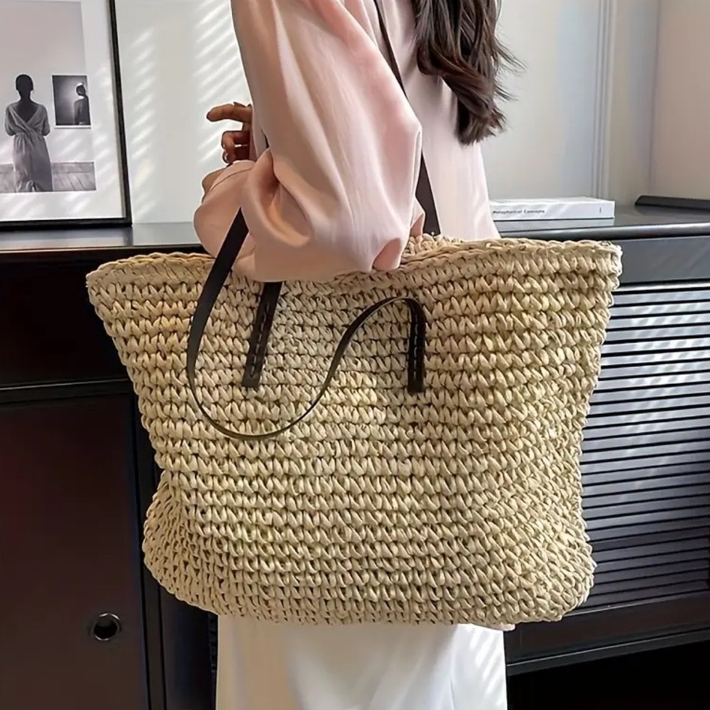FINAL PRICE ❤️‍🔥 RAFFIA LARGE WOVEN BEACH BAG NWT - Picture 2 of 9